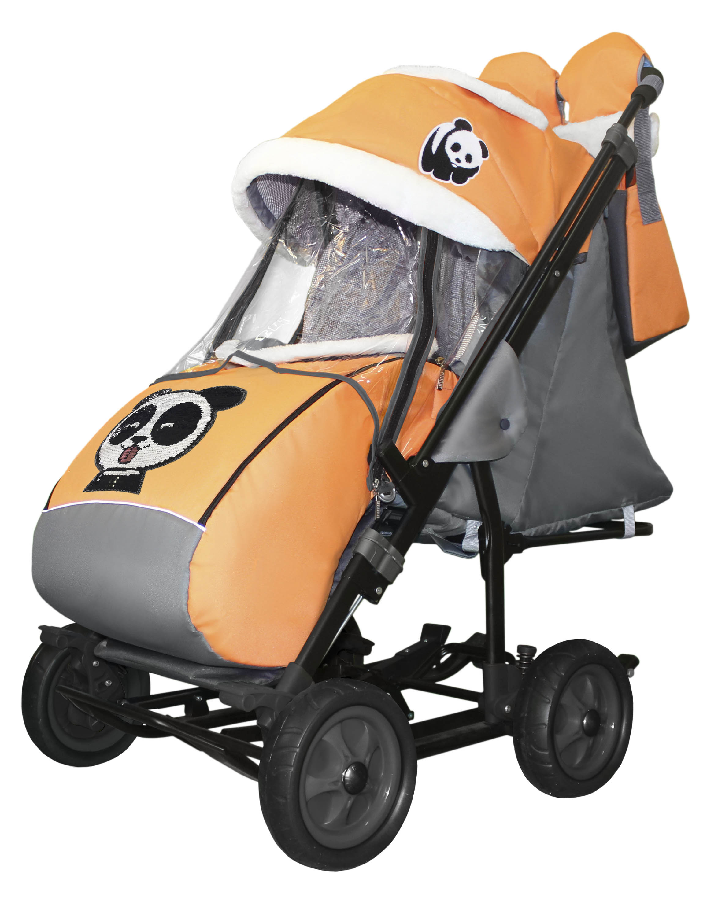 Санки-коляска Galaxy City 3-1 оранжевая панда