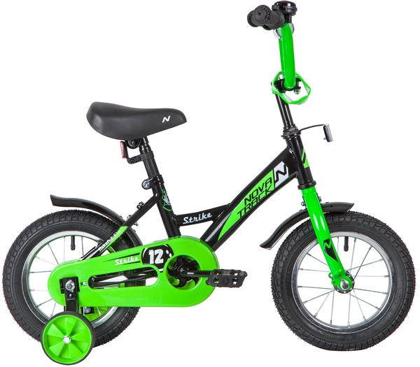 Велосипед NOVATRACK 12" STRIKE чёрный-зелёный