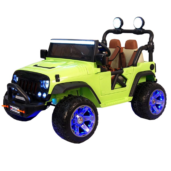 зеленый - Электромобиль Jeep A004AA с дистанционным управлением (Двухместный)