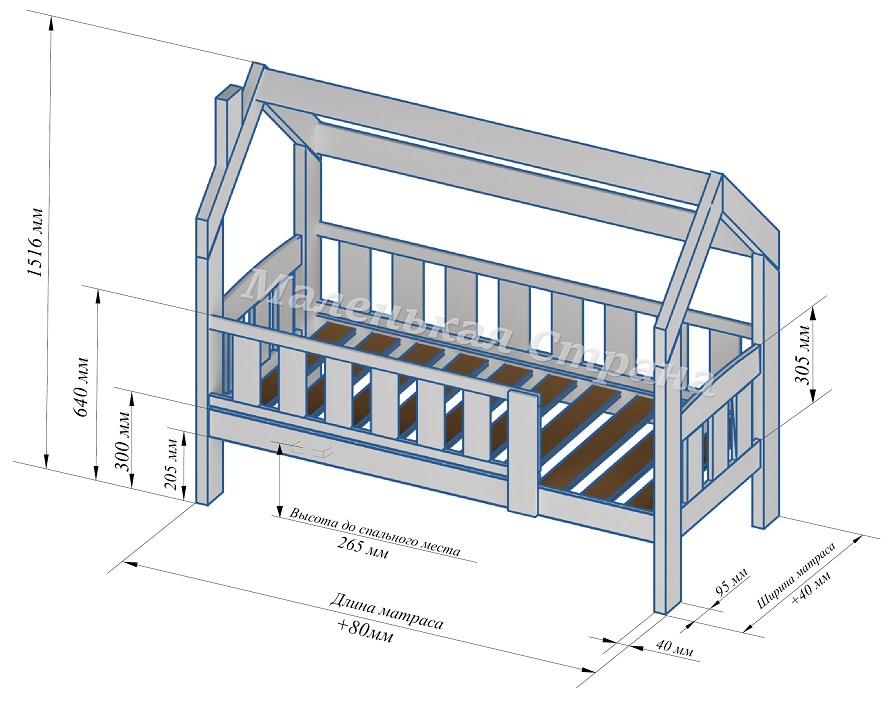 Чертеж детской кровати 160х80